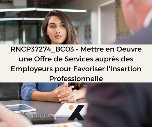 Support de Formation - RNCP37274_BC03 - Conseiller en Insertion Professionnelle: Mettre en Oeuvre une Offre de Services auprès des Employeurs pour Favoriser l'Insertion Professionnelle
